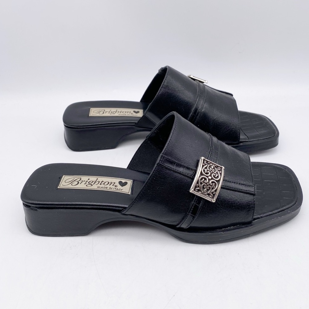 Brighton Tyra Black Leather Slides Size 6.5‎ - Picture 2 of 10